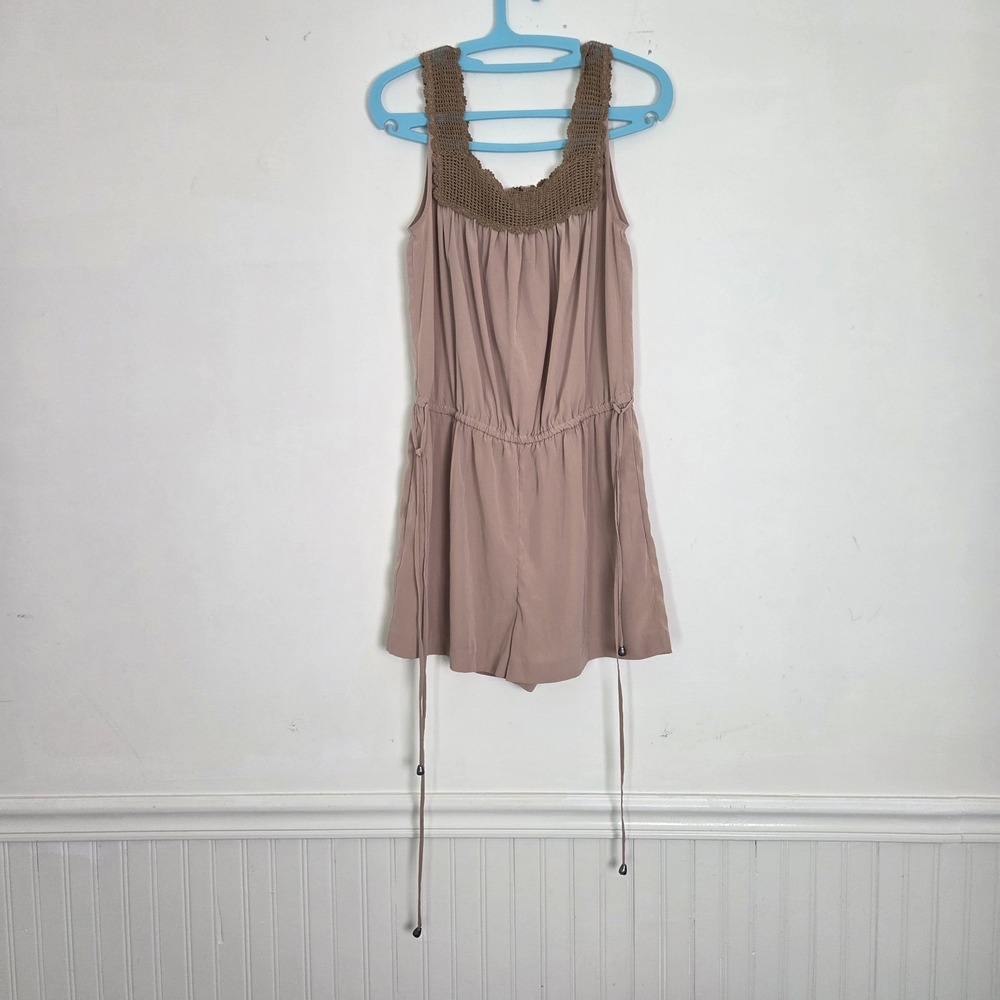 Nwt Club Monaco Nadia Jumper Pink Crochet Romper Tan Sz 6 Mrsp 168